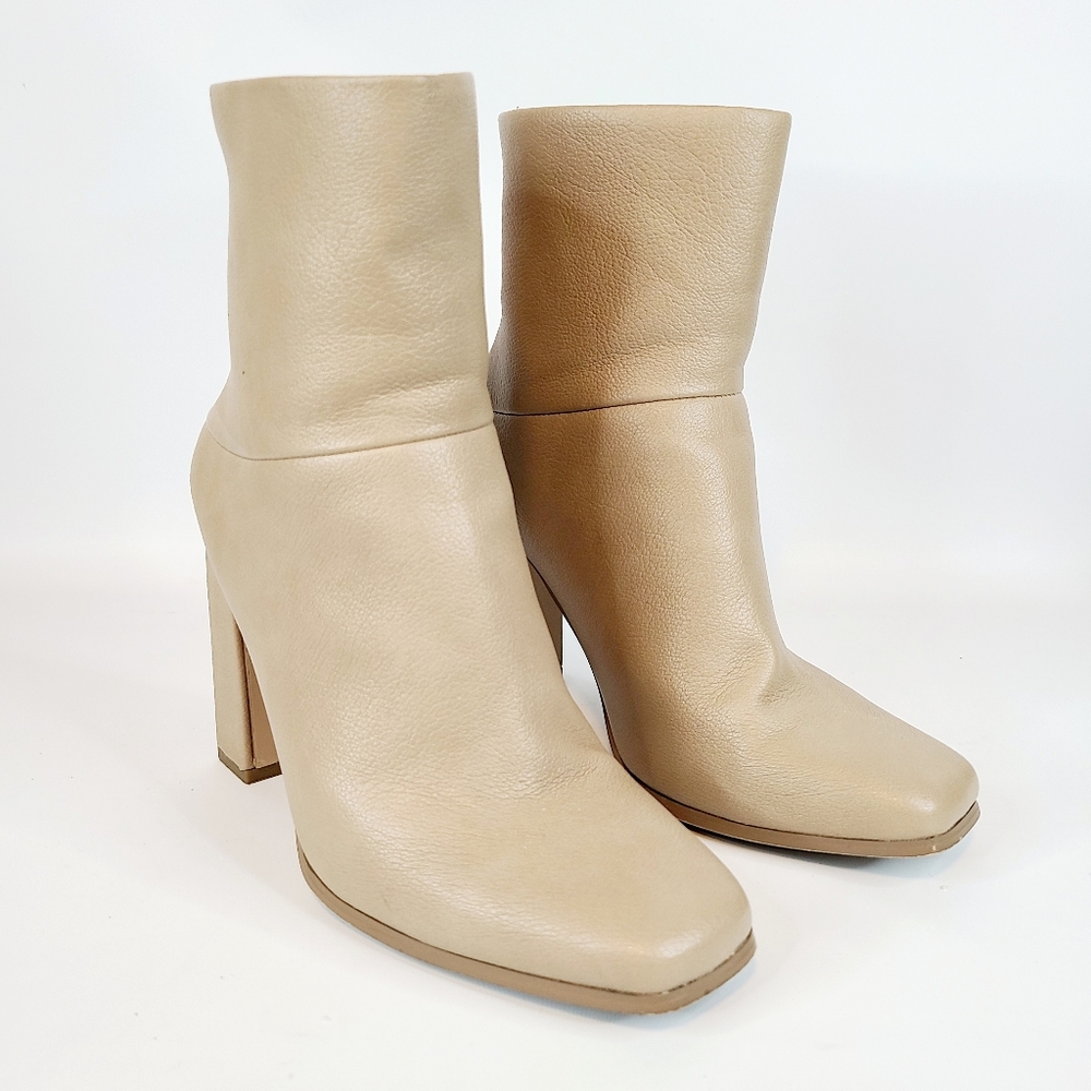 Just Fab Stacked Heel Ankle Boots Zip Size 5.5